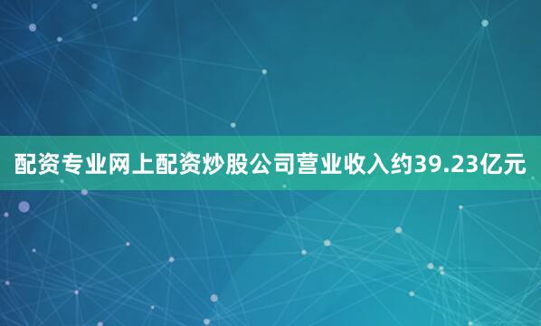 配资专业网上配资炒股公司营业收入约39.23亿元